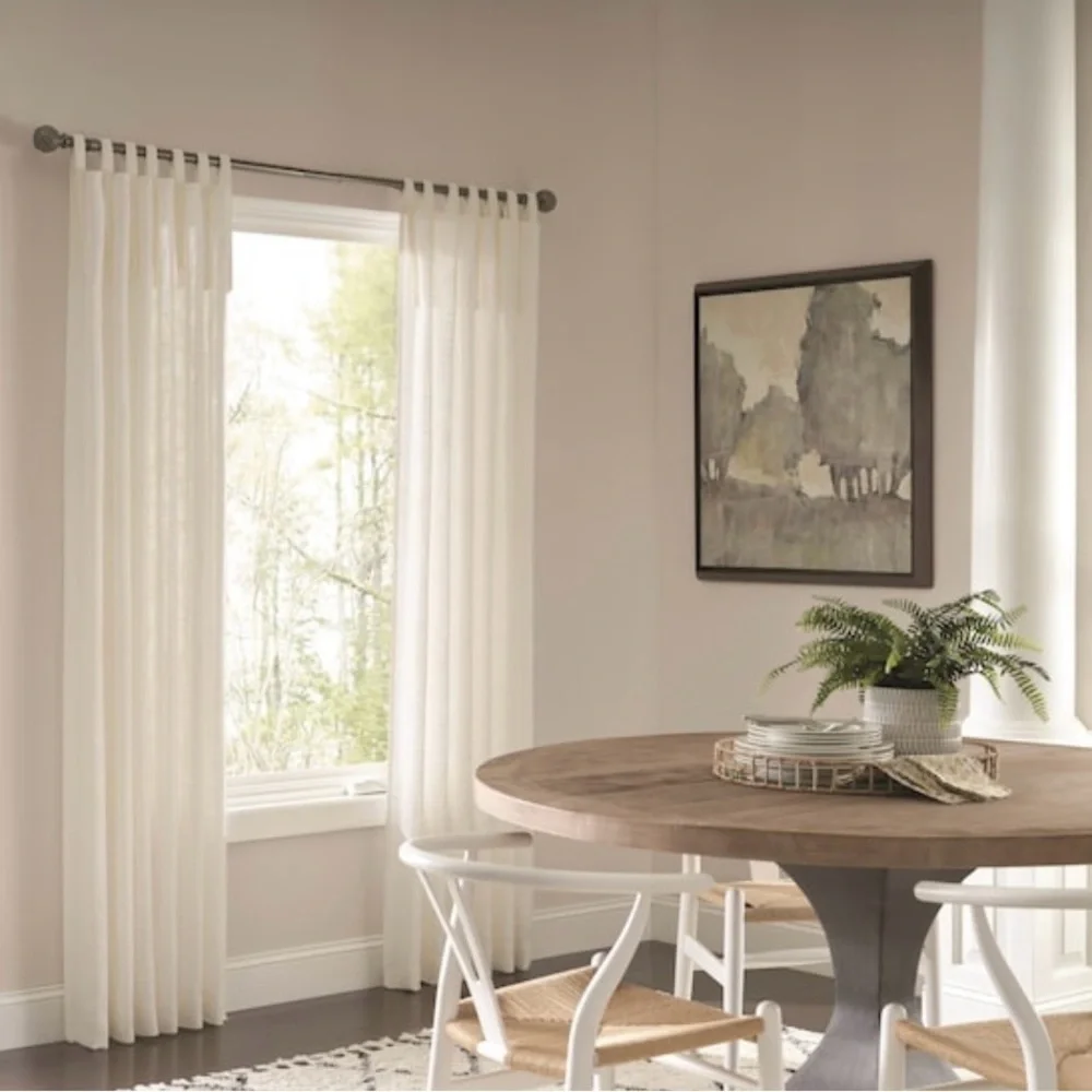 2PK Allen + Roth Harlow Light Filtering 84in Tie Top Panel in Ivory NEW